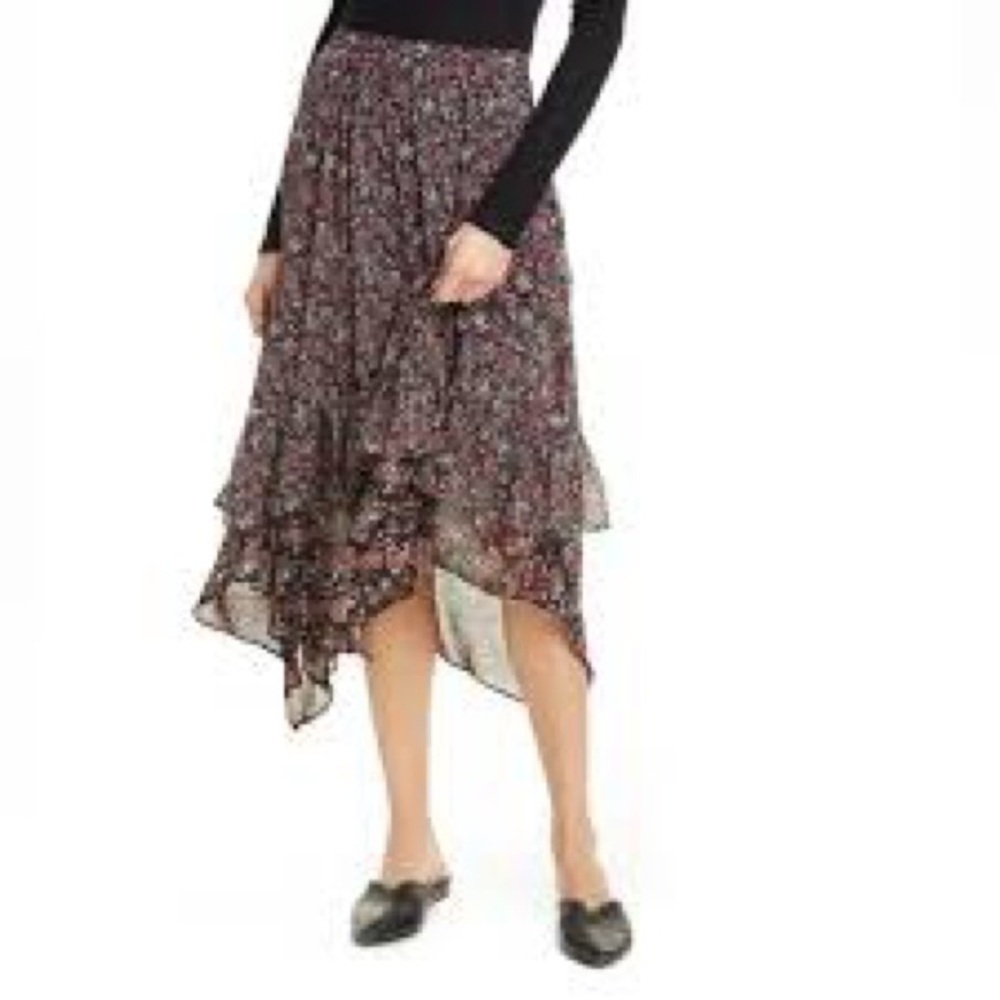 Free People Zuma Drippy Ruffle Floral Skirt‎ Size 6
